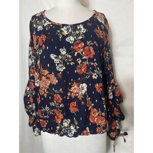 Moa Moa Long Sleeve Blouse Women’s Size XL Pretty Sleeve Detail Gorgeous Pattern